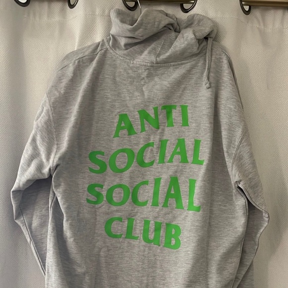 Anti Social Social Club Hoodie Full Zip Up Heather Grey Green